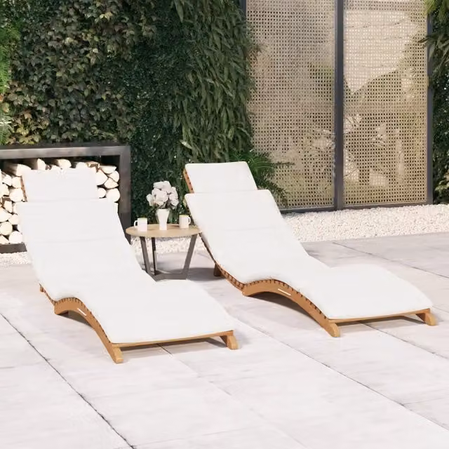 Lettini Prendisole 2 pz con Cuscini in Legno Massello di Teak 3143633