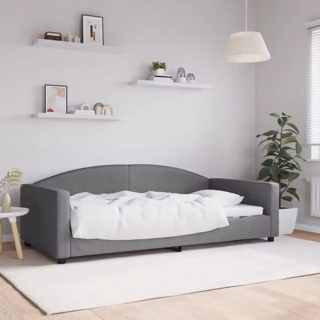 Letto da Giorno Moderno vidaXL Grigio con Struttura Imbottita L: 110 cm, P: 200 cm, H: 75 cm