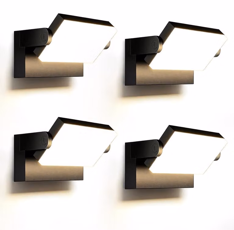 Set di 4 applique LED da 60W, 5000 lumen, 3000K, grado di protezione IP65, orientabili