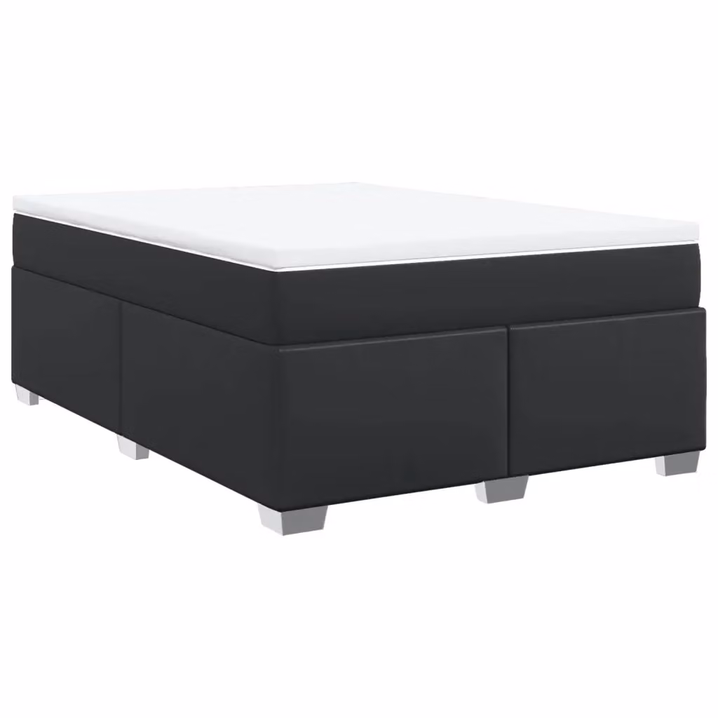 Letto con Giroletto a Molle e Materasso Ibrido vidaXL in Similpelle Nero e Bianco L/P: 140 x 200 cm – 2