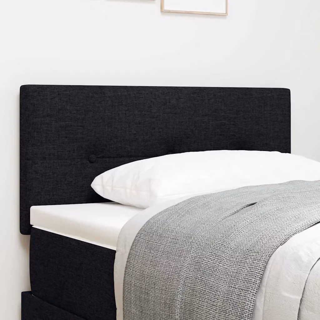 Testiera per letto regolabile in altezza vidaXL in tessuto nero con struttura in legno di pino, L: 90 cm