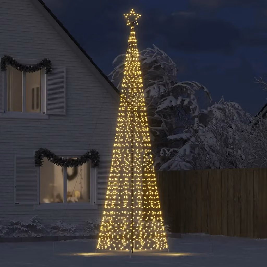 Ghirlanda di luci natalizie a LED con punta a stella, 1534 LED bianco caldo, lunghezza 500 cm, colore verde e bianco – 2