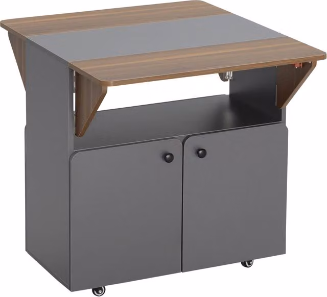 Tavolo pieghevole Minimal con cassettiera, grigio chiaro e marrone scuro, L: 70 cm, P: 83 cm, H: 75 cm