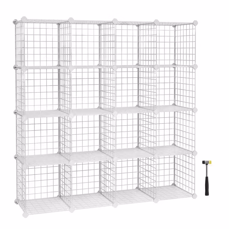 Organizzatore a 16 Cubi in Rete, Bianco / Set di 16