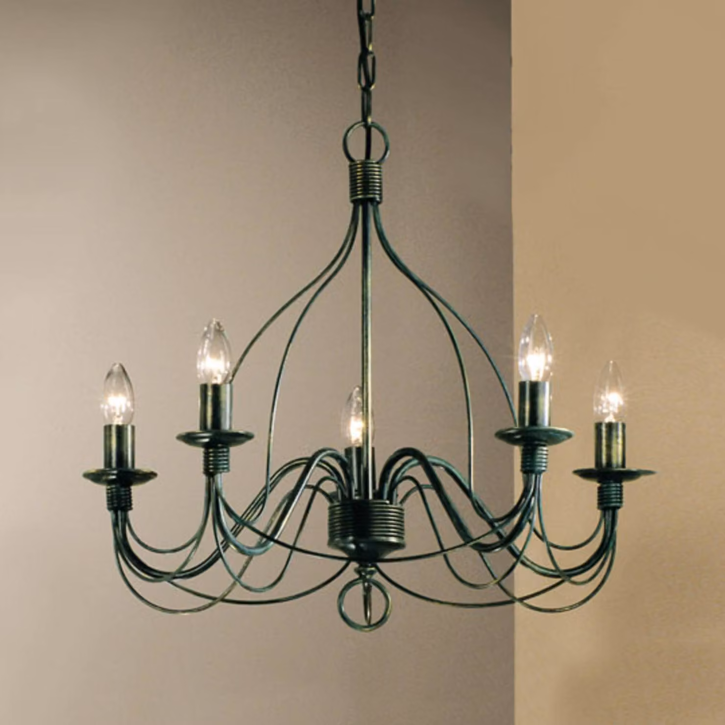 Kögl Lampadario a soffitto Filo, dimmerabile, Verde, Soggiorno / Sala da pranzo, Metallo, Antico, Lampadario