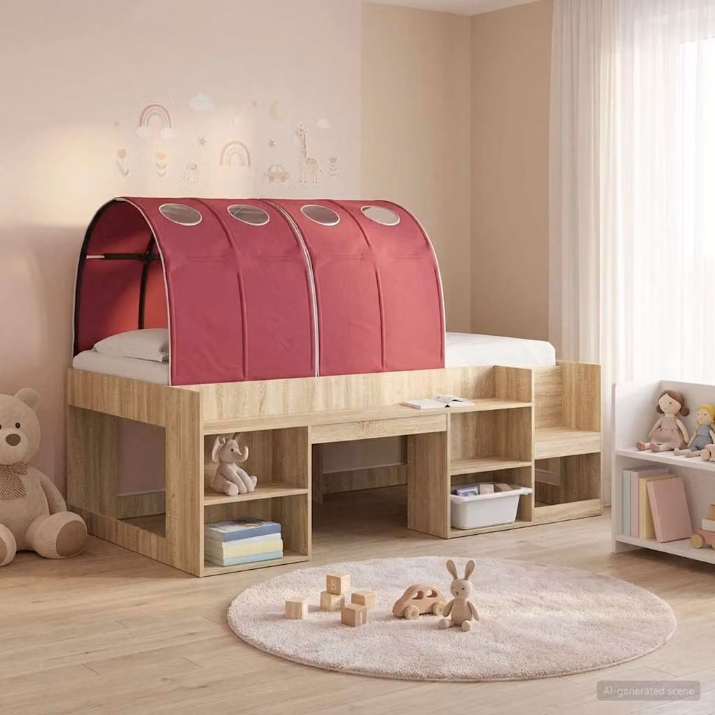 Set di 2 tunnel per letto vidaXL in poliestere rosso per adulti