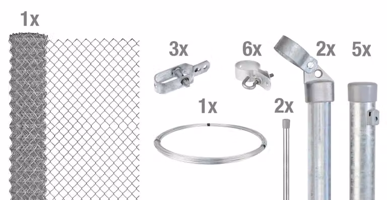 Alberts 634230 Recinzione in rete metallica come set completo di recinzione, per la posa nel calcestruzzo, zincata, altezza 120 cm, lunghezza 10 m