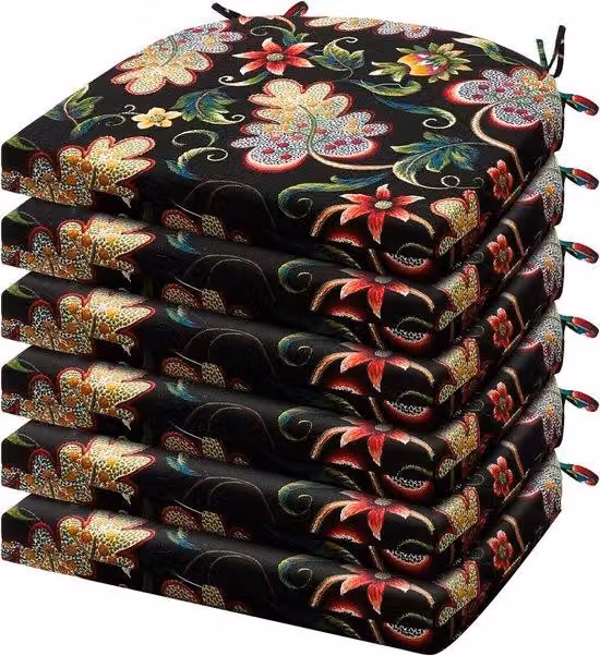 Set di sedie da terrazza - Comodi mobili da esterno - 6 pezzi 43x41x5 cm - Motivo floreale - Nero