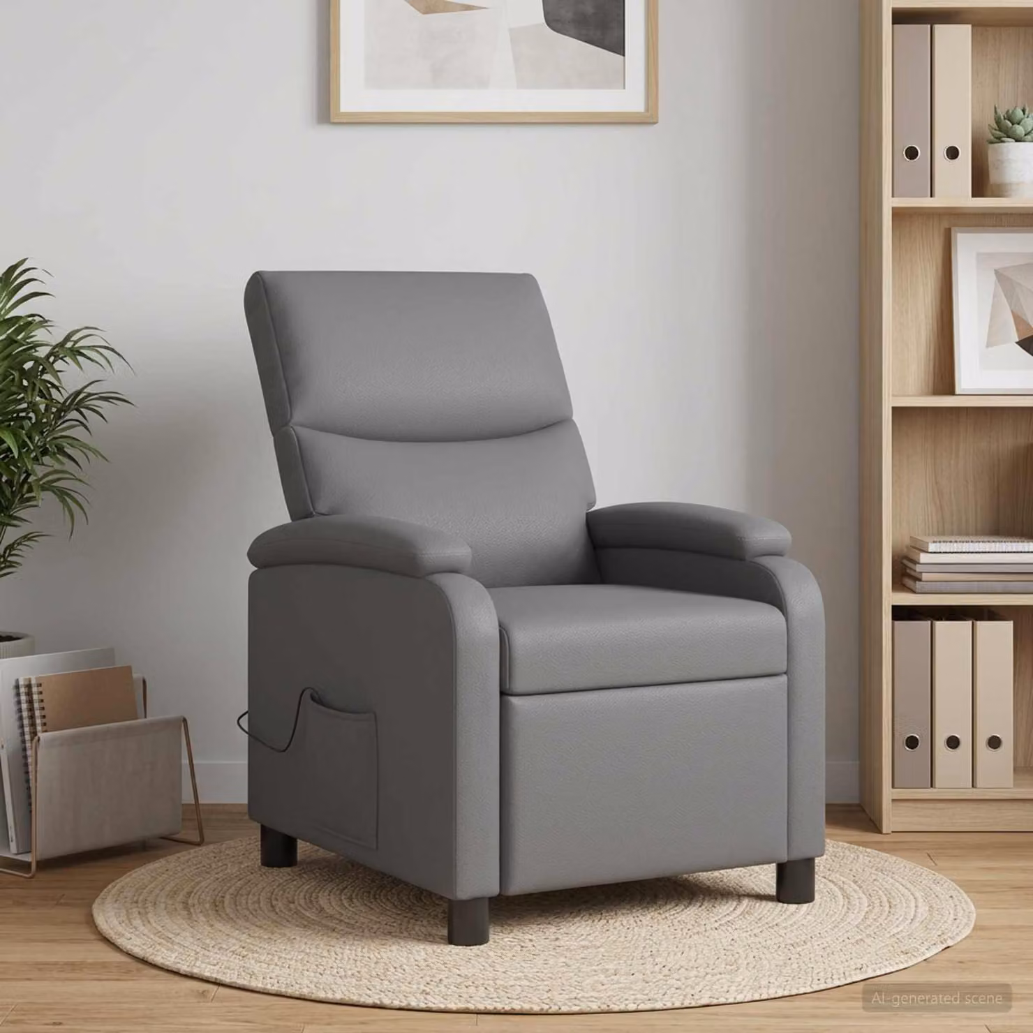 Poltrona relax reclinabile vidaXL in similpelle grigia con braccioli e imbottitura in schiuma