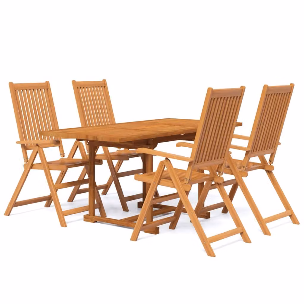 Set Mobili da Pranzo per Giardino 5 pz Legno Massello di Acacia 120-170 cm