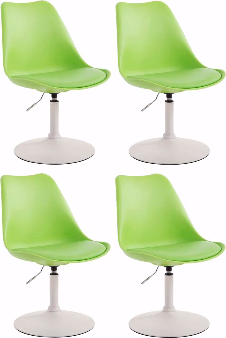 Set di 4 sedie da pranzo CLP Maverick in plastica, girevoli e regolabili in continuo, struttura grigia, colore bianco