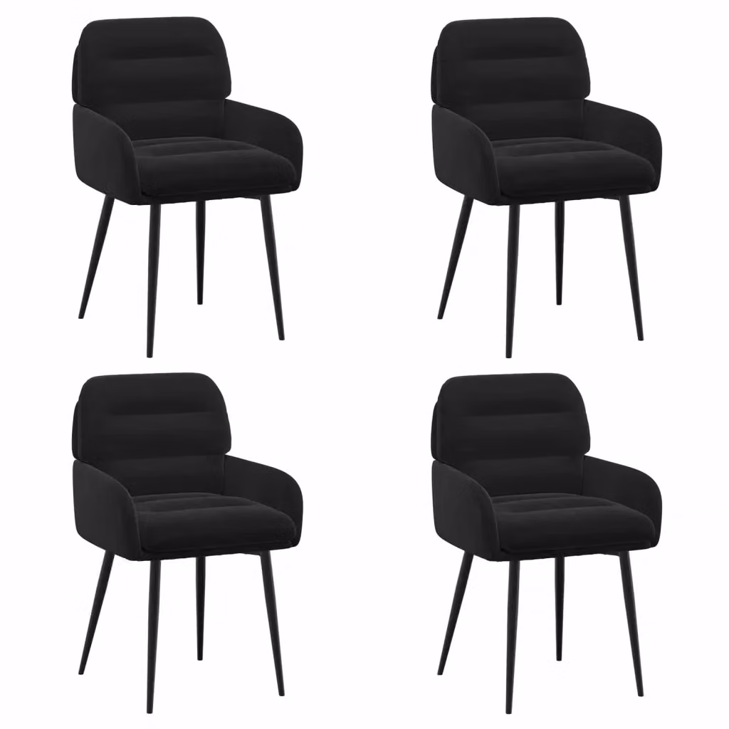 Set di 4 sedie da pranzo moderne vidaXL in velluto nero con struttura in metallo L/P/H: 59 x 59,5 x 90 cm – 2