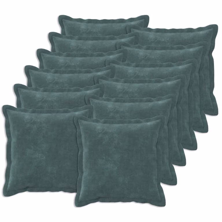 Set di 12 federe vidaXL HOUTEN blu petrolio in microfibra, L 40 x P 40 cm