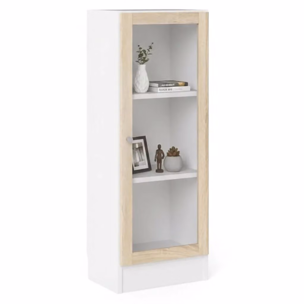 Libreria Goring DMORA, Scaffale Moderno per Ufficio e Soggiorno, Bianco e Quercia, L: 41 cm, P: 28,3 cm, H: 107,2 cm – 2