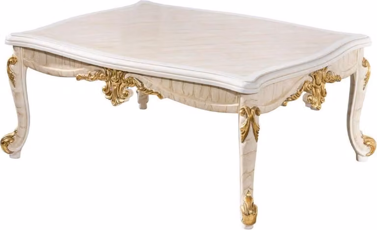 Casa Padrino tavolino barocco beige / bianco / oro - Sontuoso tavolo da salotto in stile barocco - Mobili da salotto in stile barocco - Mobili barocchi - Arredi barocchi - Mobili in stile barocco