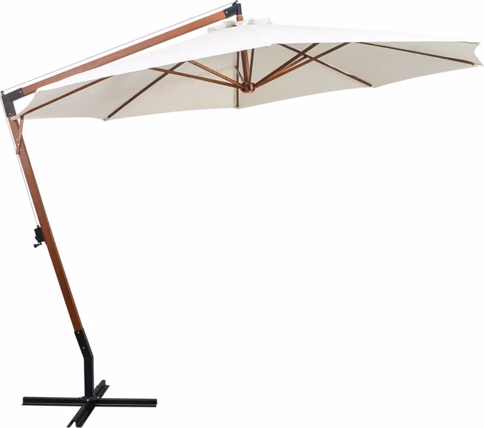 vidaXL Ombrello semaforo 350 cm palo di legno bianco