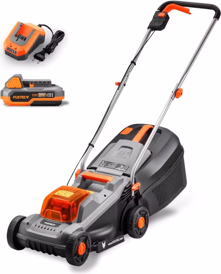 Tagliaerba a Batteria 20V FX-E1RM20ECO - Leggero, Silenzioso, Perfetto per Piccoli Giardini fino a 400 m² - sacco di raccolta da 30L