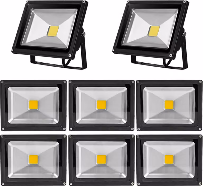 Greenmigo 8X Lampada LED da 20 W di alta qualità, proiettore IP65, luce bianca fredda, corpo in alluminio nero, proiettore impermeabile