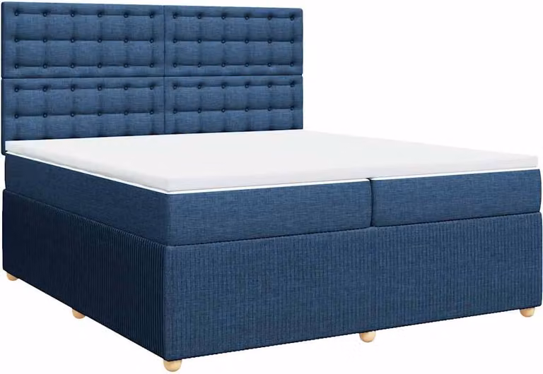 Giroletto a Molle con Materasso Blu 200x200 cm in Tessuto