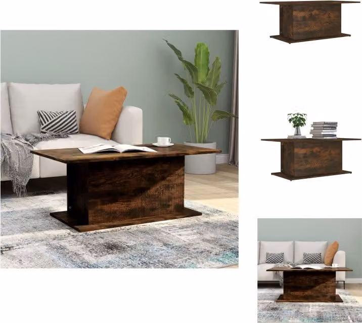vidaXL Tavolino in rovere affumicato 102x55,5x40 cm materiale a base di legno - Tavolini da caffè