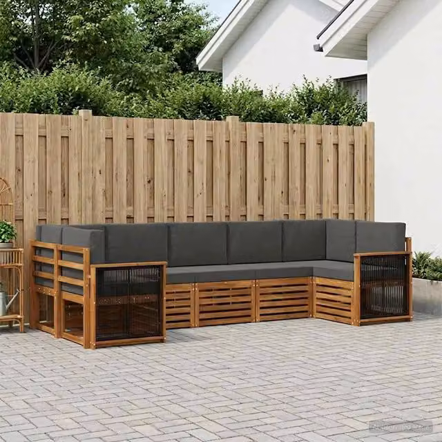 Set di divani da esterno 6 pz Naturale e Antracite 3384803