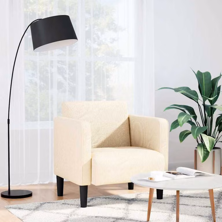 Poltrona Lounge moderna vidaXL con braccioli in tessuto a coste beige