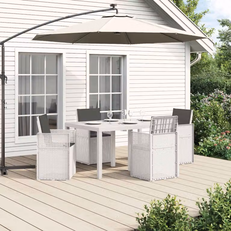 Set da pranzo per giardino e terrazzo vidaXL in 5 pezzi bianco e antracite