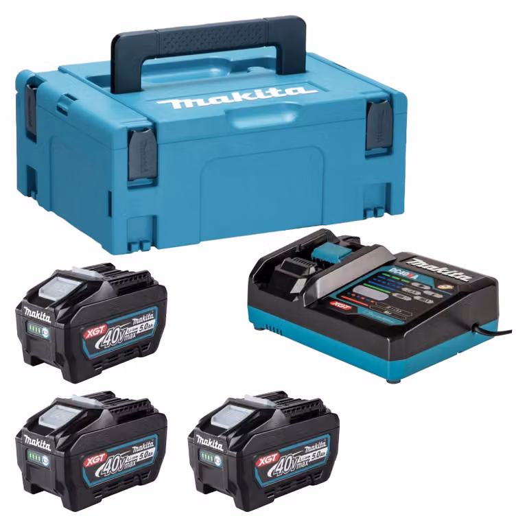 Kit di alimentazione Makita 3x BL 4050 F batteria 40 V max. 5,0 Ah XGT + caricatore DC 40 RA + Makpac