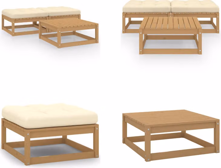 vidaXL Set salotto da giardino 3 pezzi con cuscini in pino massiccio - Set mobili da giardino - Set mobili da giardino - Set mobili da giardino - Set mobili da giardino
