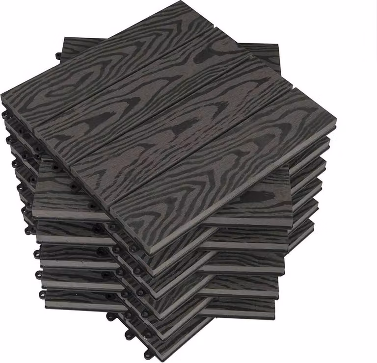 Piastrelle Rootz WPC a incastro - Pavimentazione per esterni - Piastrelle per terrazze - Resistenti, facili da posare, richiedono poca manutenzione - Composito legno-plastica - 30 cm x 30 cm x 1,8 cm