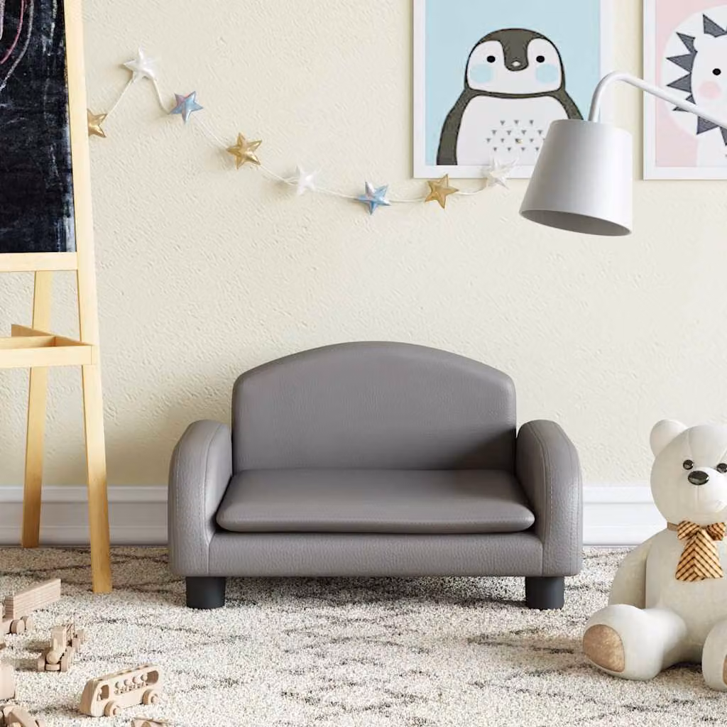 Divano per bambini vidaXL in similpelle grigio L: 50 cm, P: 40 cm, H: 30 cm