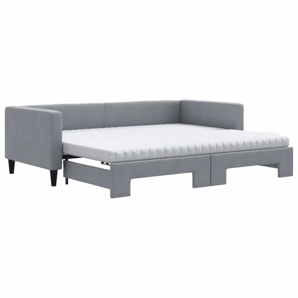 Divano Letto Estraibile vidaXL in Tessuto Grigio con Cassetto per Soggiorno e Camera da Letto L/P: 90 x 190 cm – 2