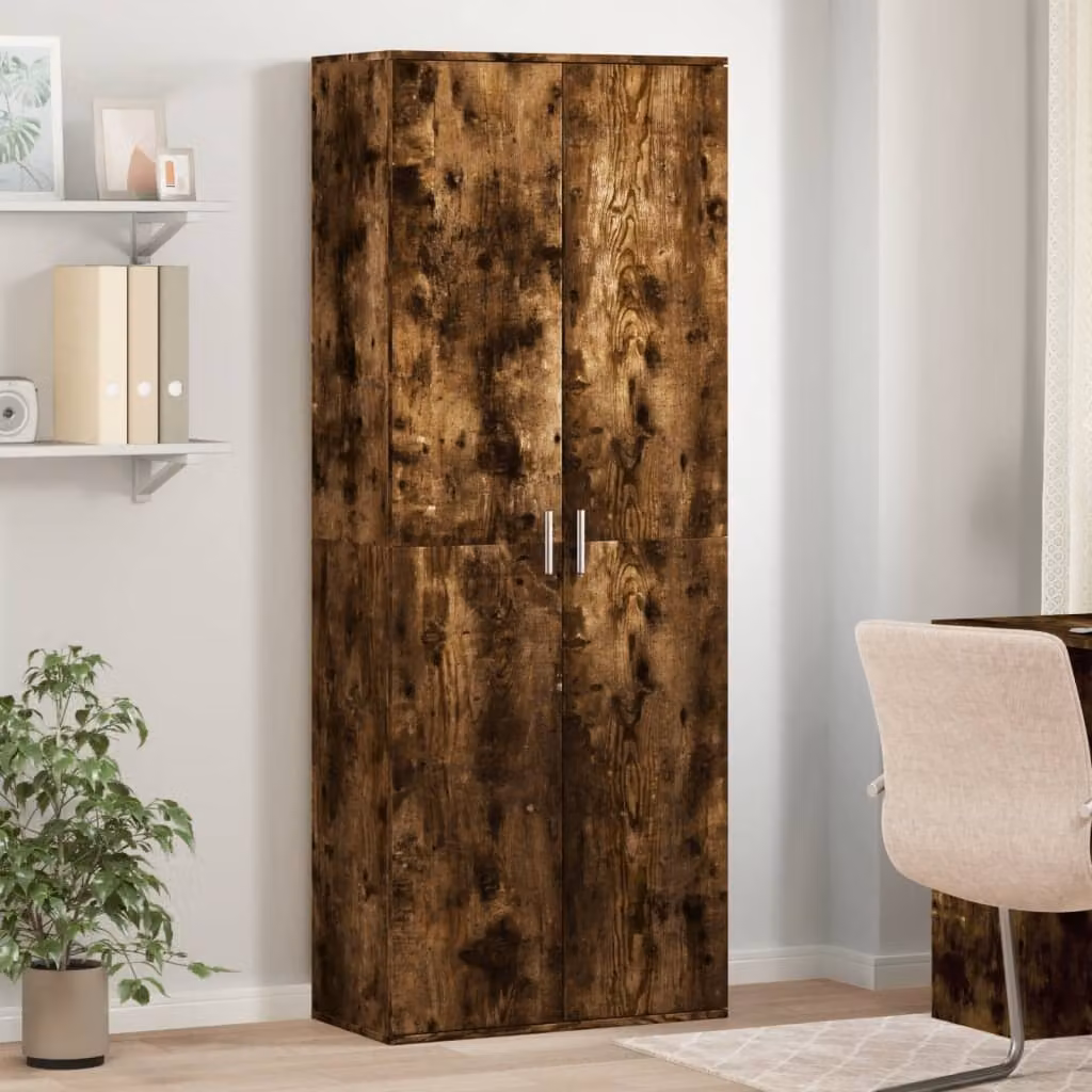 Credenza moderna vidaXL in legno rovere color marrone con ante a battente, L/P/H: 70 x 35 x 180 cm – 1