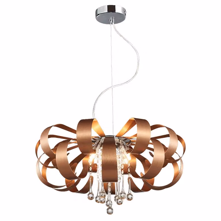 Lampada a sospensione RIBBON CRYSTAL 6xG9/33W, rame/chiaro, Ø: 60 H: 120 cm, attacco G9