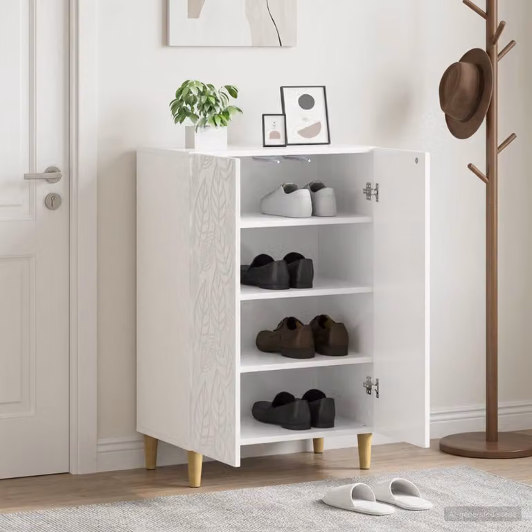 Mobile porta scarpe DELFT vidaXL Bianco Lucido L: 59,5 cm, P: 39,5 cm, H: 90 cm