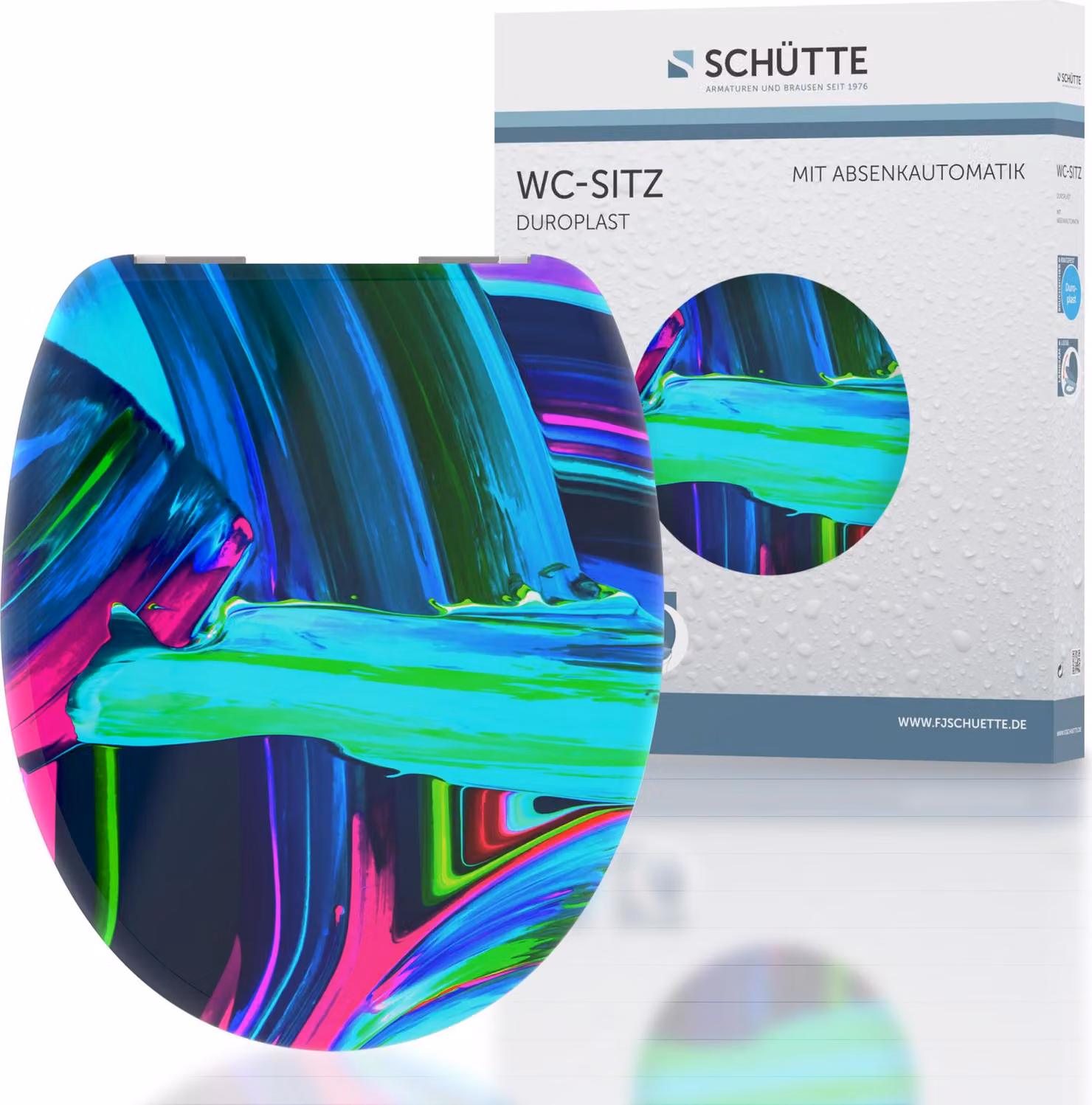 Sedile per WC SCHÜTTE NEON PAINT, coperchio per WC in Duroplast con chiusura ammortizzata, sedile per WC, sedile per WC