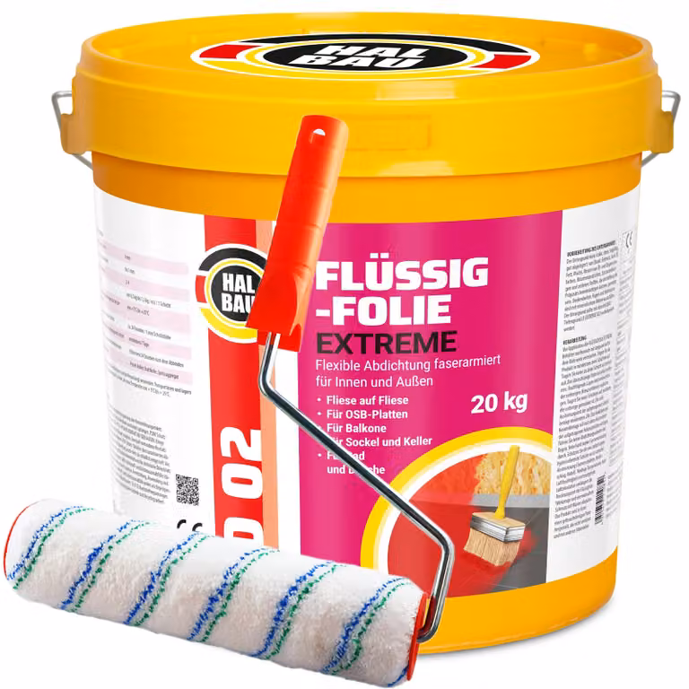 Set rullo da pittura 25 cm + HALBAU FLÜSSIGFOLIE EXTREME D02 pellicola liquida - 20 kg