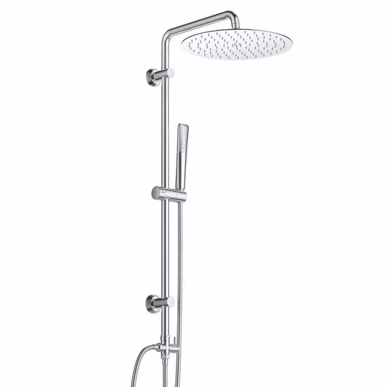 Set doccia a pioggia JOHO senza rubinetto, sistema doccia in acciaio inox cromato con soffione, asta doccia, flessibile doccia, soffione rotondo D25cm