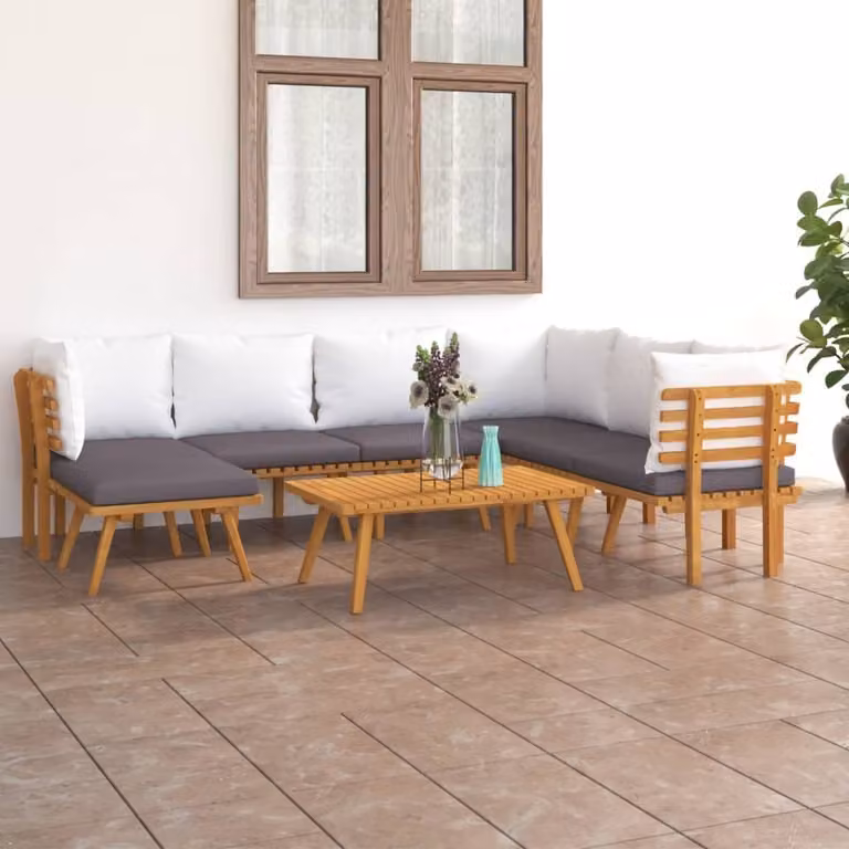Maison Exclusive - Set da giardino 8 pezzi con cuscini in legno massello di acacia