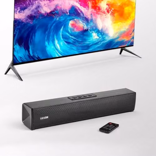 Soundbar VEVOR per Smart TV e Proiettore, Sistema Audio 2.0 Canali da 80 W con Bluetooth e AUX, Nero