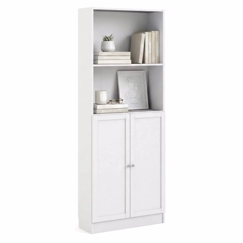 Libreria Michel DMORA, Scaffale Moderno Bianco con Pannello Posteriore, L 79 x P 28,3 x H 203,2 cm – 2