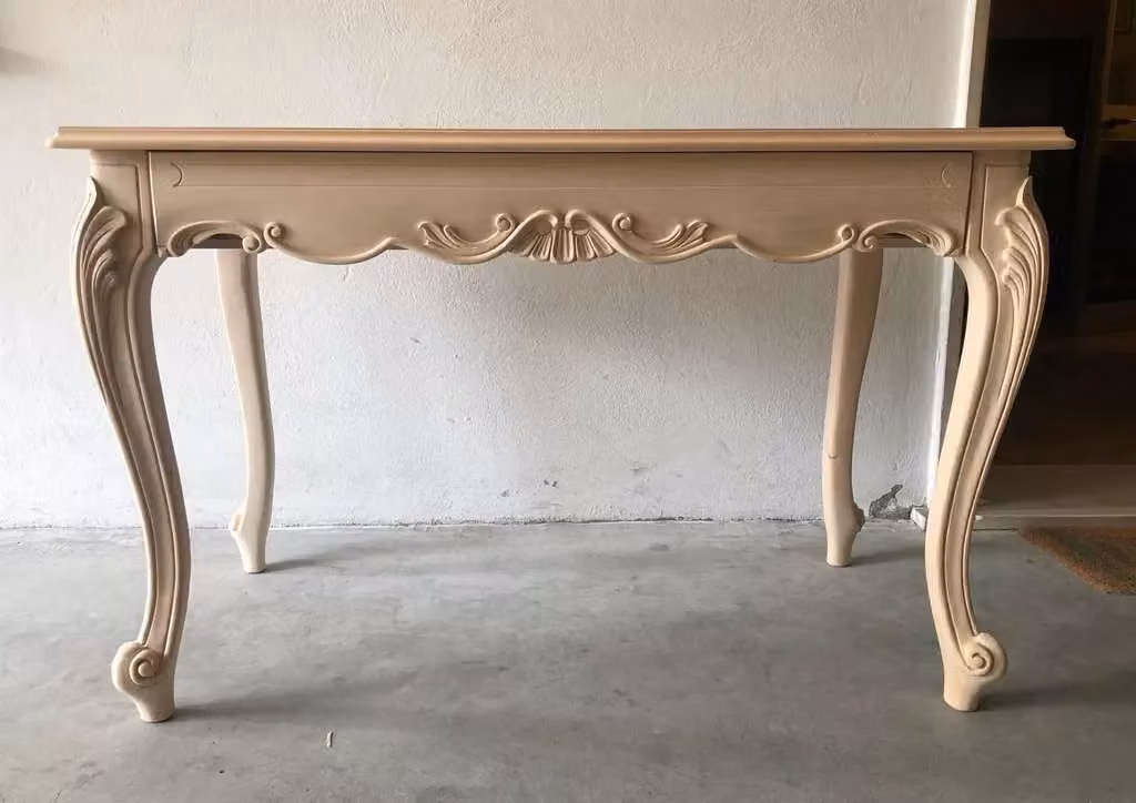 Scrivania classica barocca con 1 cassetto in legno grezzo Mobili 2G L: 121 cm, P: 62 cm, H: 79 cm – 1