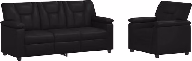 Set di 2 divani moderni vidaXL in similpelle nera con struttura in metallo per il tuo soggiorno