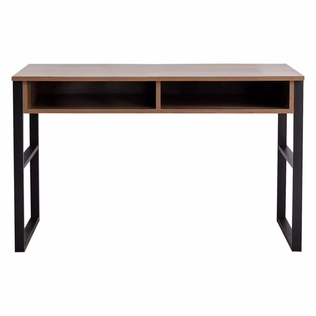 Scrivania Samo con 3 ripiani, Marrone Noce e Nero, L: 120 cm, P: 60 cm, H: 75 cm – 2