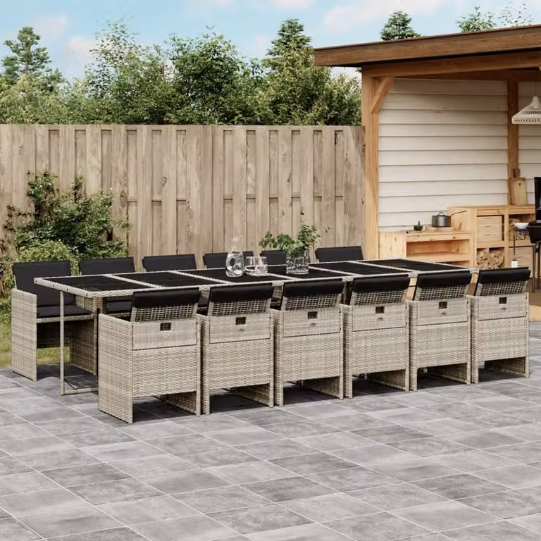 Maison Exclusive - Set da Pranzo da Giardino 13pz con Cuscini Grigio in Polyrattan