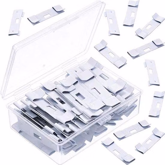 Set di 12 fermagli metallici per tende a lamelle - Set di accessori per tende con passanti superiori bianche