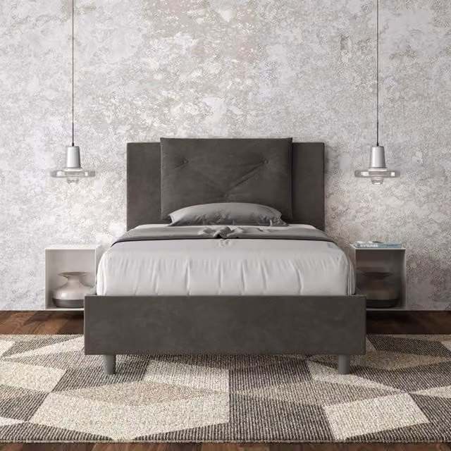 Letto imbottito Appia Ityhome in microfibra grigio con rete L: 110 cm, P: 222 cm, H: 125 cm