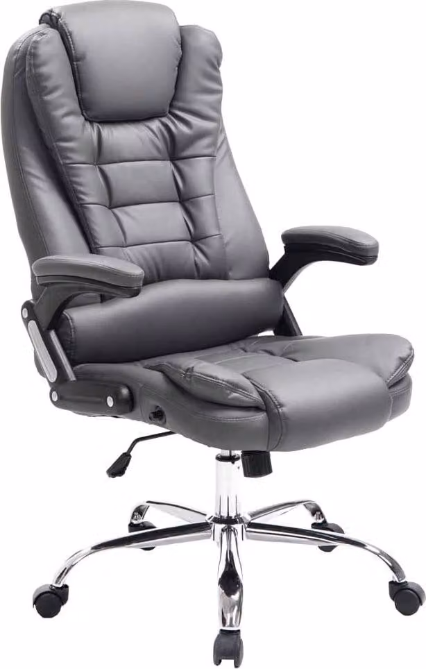 Sedia da ufficio - Sedia da ufficio ergonomica - Rivestimento in Pelle finta, altezza del sedile regolabile. Colore: Grigio