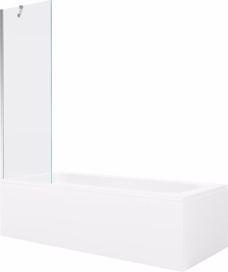 Mexen Vega vasca da bagno rettangolare 170 x 70 cm con pannello e paravento a 1 anta 60 cm, trasparente, cromato