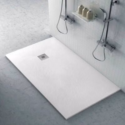 Piatto doccia rettangolare Karen INBAGNO in marmoresina bianco effetto pietra L: 200 cm, P: 70 cm, H: 3 cm